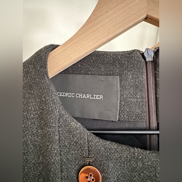 Cedric Charlier wool herringbone dress. Color is charcoal grey. Size 2. - Picture 8 of 10